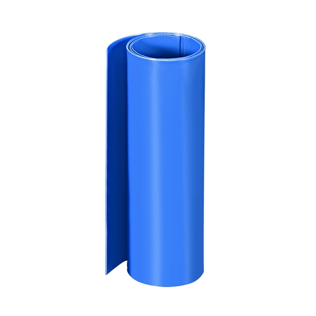 Unique Bargains PVC Heat Shrink Tubes 200mm Flat Width Wrap for Dual Layer 18650 1 Meter Blue