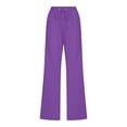 thumbnail image 4 of Timegard Cotton Linen Pants for Women Elastic Waisted Drawstring Straight Leg Lounge Pants with Pockets, 4 of 6