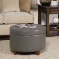 thumbnail image 2 of HomePop Grand Pouf de Rangement en Similicuir, Gris an, 2 of 12