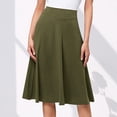 thumbnail image 3 of Mrat Jupe de Bain pour Femme Femme Fille Extensible Taille Haute Mini Jupe Cargo Plissée Mi-Longue Froncée Décontractée Version Ligne A Jupe Évasée en Tricot Vert Armée P, 3 of 4