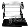 thumbnail image 2 of DEBGFS Dish Drying Rack  2 Tier Dish Drainer Easy Install Non-Slip Dish Rack Chrome Plated Dish Dryer with Removable Drain Board  Utensil,black, 2 of 8