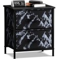 thumbnail image 2 of Sorbus Table de Chevet à 2 Tiroirs Commode Table d'Appoint - Cadre Noir Marbre Noir, 2 of 9