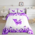 thumbnail image 2 of Erosebridal Ensembles de Literie Initiale Florale Double avec Couette, Insert de Couette Fleur Papillon, Déco de Chambre Ado, Réversible, 3 Pcs, 2 of 8