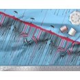 thumbnail image 3 of Soimoi Blue polyester Crepe Fabric Umbrella & Wild Animal Skin Decor Fabric Printed BTY 42 Inch Wide, 3 of 3