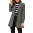 thumbnail image 1 of INSPIRE CHIC Manteau Long Classique pour Femme à Revers Cranté, Manches Longues, G Gris Foncé, 1 of 7