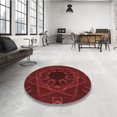 thumbnail image 4 of Ahgly Company Tapis d'Intérieur Lavable à la Machine, Carré, Transitionnel, Bordeaux Rouge, Tapis de Zone, 6 Pieds Carré, 4 of 7