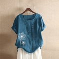 thumbnail image 2 of Hauts d'Été pour Femmes,Hauts d'Été pour Femmes,T-Shirt à Col d'Été pour Femmes à Manches Courtes Décontracté Imprimé avec Boutons,Shorts pour Femmes,Hauts d'Été pour Femmes, 2 of 3