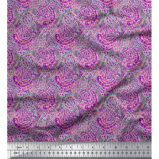 Soimoi Polyester Crepe Fabric Brush Stroke Abstract Printed Craft Fabric by The Yard 42 Inch Wide