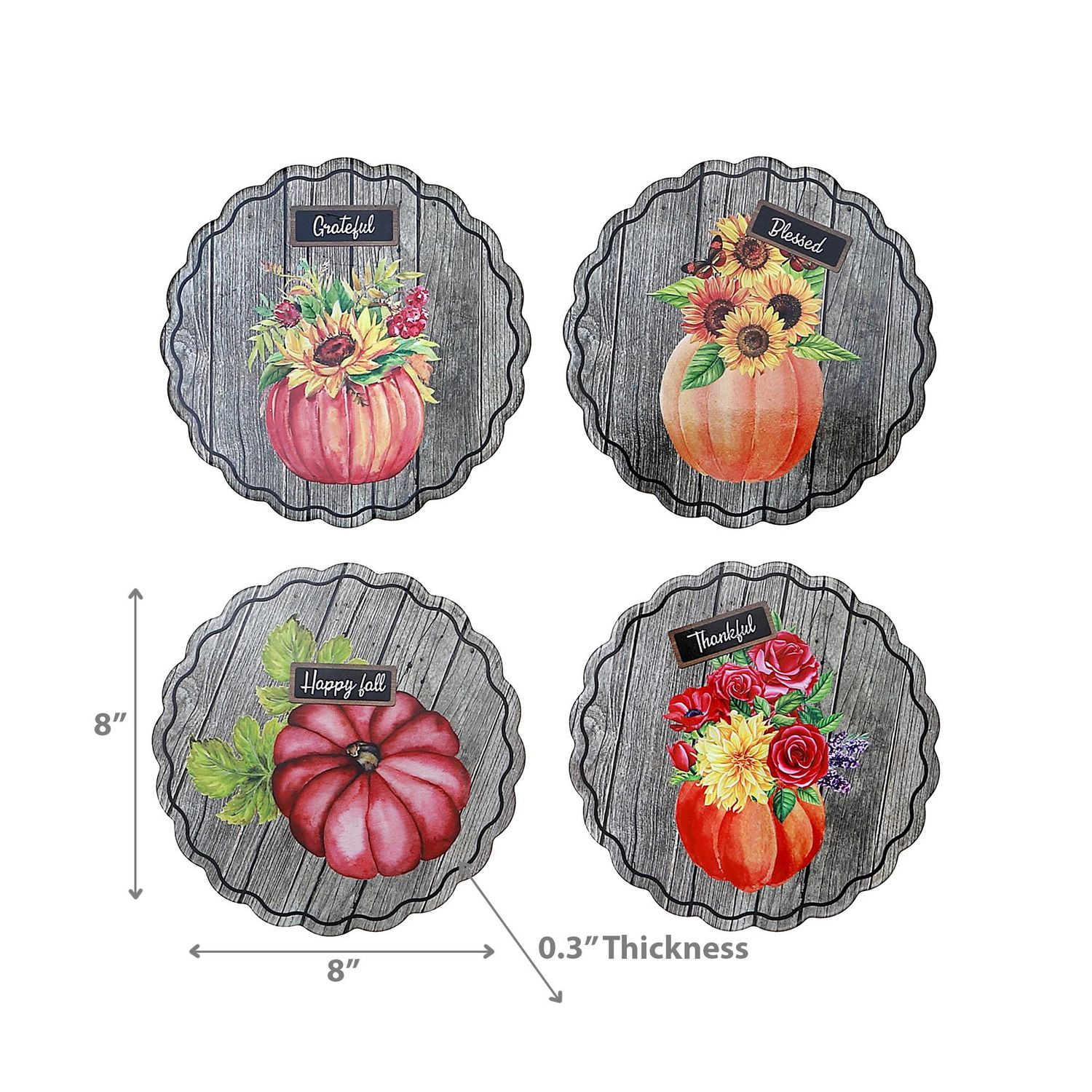 Dessous De Plat Rond En Céramique Citrouille - Lot De 4