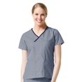 thumbnail image 1 of Core by Maevn Women's Y-Neck Mock Wrap Scrub Top, Solid, 1, 1 of 1