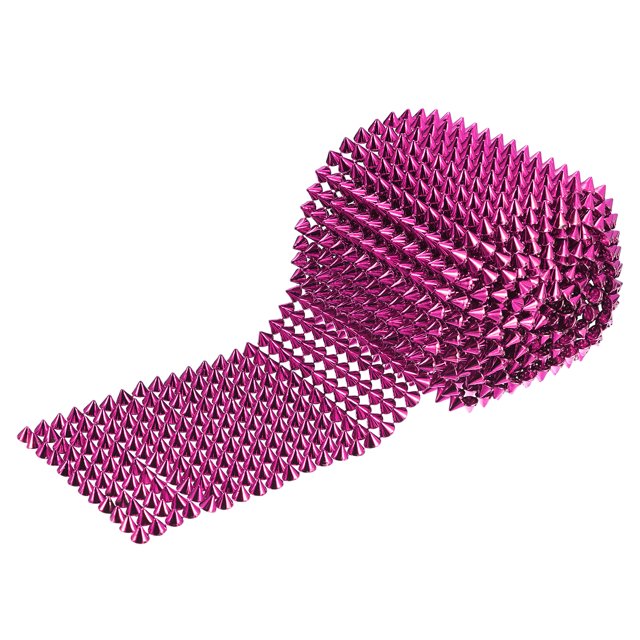 Unique Bargains 2 Yards Sew Stitch on Cone Spikes Studs, 12Rows Plastic Flat Back Spike Rivet Punk Trim Ribbon, Rose Red