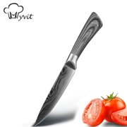 Kitchen Knife 5" Utility Knives Stainless Steel Japanese Chef Knives Damascus Laser Vegetables Slicing Fruits Paring Knife with ABS Ergonomic Handle,Gray