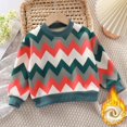 thumbnail image 2 of 2025 Filles Garçons Chandail Polaire Chaud Motif Col Rond Manches Longues Décontracté Tricoté Chandails Hauts Bleu, 2 of 3