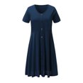 thumbnail image 4 of Leutsin Women's Summer Short Sleeve O-Neck Dress Mini Solid Plus Size Dress Plus Size, 4 of 6