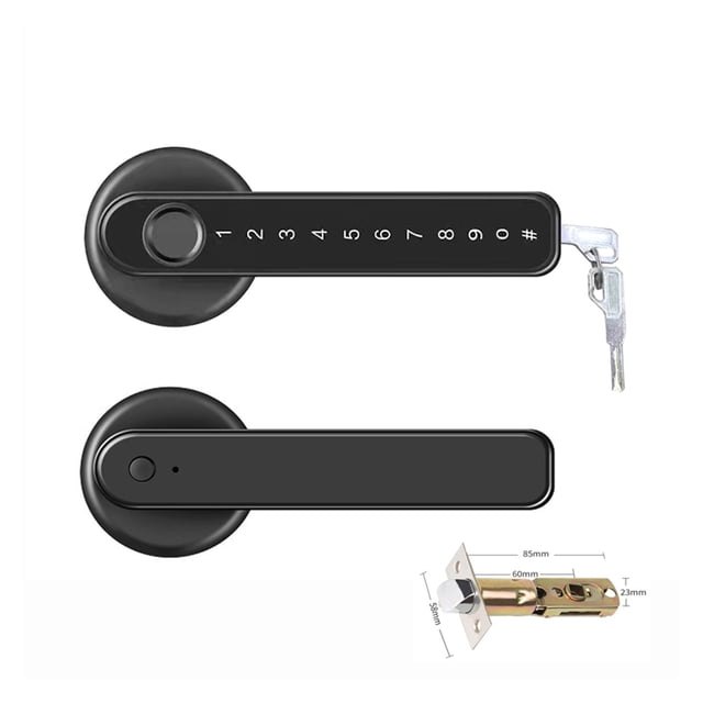 Serrure de Porte, Serrure Biométrique Intelligente à Empreinte Digitale avec Télécommande Compatible Bluetooth et Application Tuya pour Porte Intérieure en Bois et Métal, Facile à Installer
