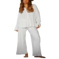 thumbnail image 2 of Women Solid Color Long Sleeve Blouse and Straight Fit Trousers, 2 of 9