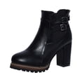 thumbnail image 2 of LSLJS Bottines à Talons Hauts pour Femmes, Bottes à Talons Hauts à Talon Épais pour Femmes à Bout Rond Rétro avec Fermeture Éclair Arrière, Bottines et Bottillons pour Femmes, 2 of 5
