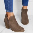 thumbnail image 3 of B91xZ Bottes pour Femmes Talon Bas Bottines Mode avec Fermeture Éclair Intérieure, Marron 7.5, 3 of 5