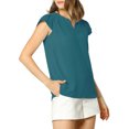 thumbnail image 4 of INSPIRE CHIC Women's Solid V Neck Cap Short Sleeves Work Blouse, 4 of 6