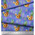 thumbnail image 2 of Soimoi Purple Satin Silk Fabric Triangle & Pine Fruits Print Sewing Fabric Yard 42 Inch Wide, 2 of 5