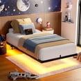 thumbnail image 1 of KOUSEI Floating Bed Frame Twin Size with LED Lights and Charging Station Modern Metal Platform No Box Spring Required，Black, 1 of 9