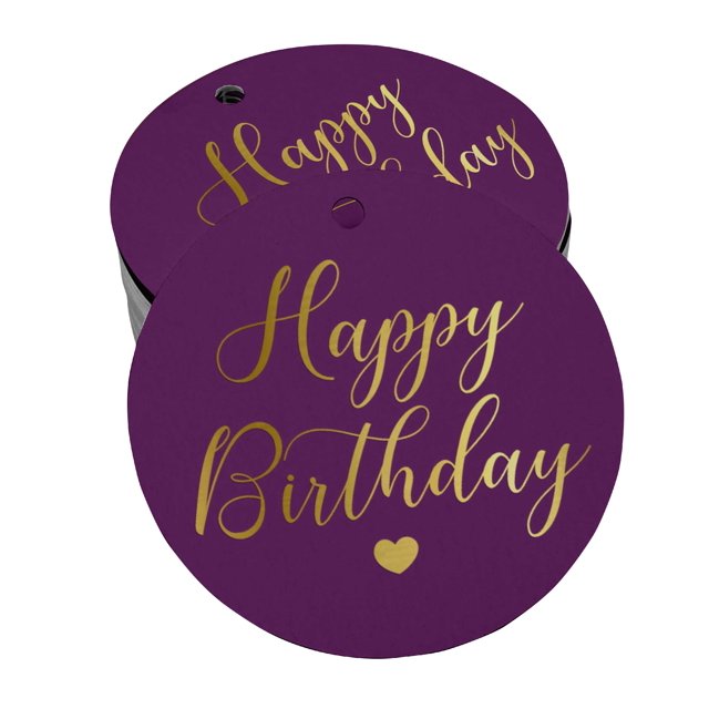Inkdotpot 100 Pack Real Gold Foil Paper Tags Happy Birthday Favor Hang Tags