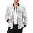 thumbnail image 1 of INSPIRE CHIC Vestes pour Hommes à Manches Longues à Fermeture Éclair Blouson Bomber Pailleté Manteaux TG Argent, 1 of 6