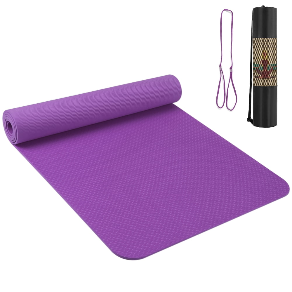 2.05×24.01in Portable Yoga Mat Thicken Sports Mat Anti-slip Exercise Mat for Fitness Workouts with Carrying Strap and Storage Bag