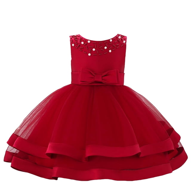 Robes pour Tout-Petites Fille Robe Formelle pour Filles Robes Bordeaux pour Filles Robe de Concours Robes pour Filles Taille 12-18 Mois