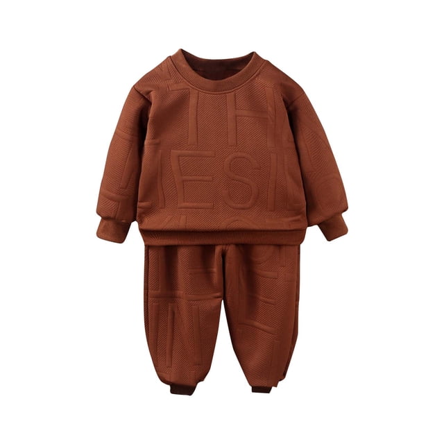RXIRUCGD Children's Sweatshirt Two Piece Set Children's Casual Clothes For Small And Medium Children( Brown, Size:2 Years )
