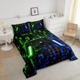 thumbnail image 4 of YST Ensemble de Douillette Gamer Adolescents Garçons Grand Lit, Vert Marine Blue Buffalo, Noir Réversible, 4 of 7