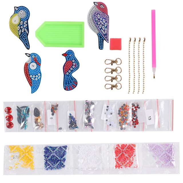 Painting Key Ring, Bird Pattern Rhinestones Painting Key Chain, For DIY Christmas Crafts Arts Crafts Birthday, New Year And Christmas
