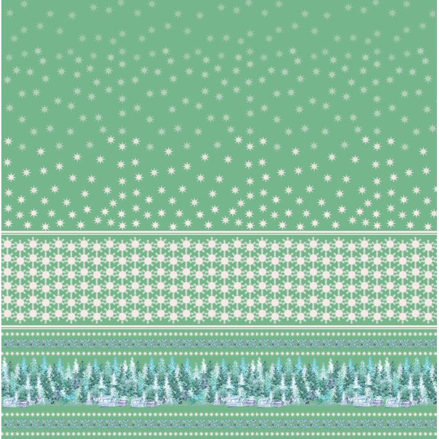 Soimoi polyester Crepe Fabric Snowflake,Wreath & Tree Panel Print Sewing Fabric Yard 42 Inch Wide