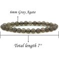 thumbnail image 2 of Bracelet Extensible Unisexe en Perles Rondes de 6 mm en Pierre Précieuse d'Agate Grise Naturelle 7 Pouces, 2 of 2