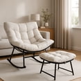 thumbnail image 4 of Eastvita White Outdoor Rattan Egg-Shaped Rocking Chair with Footstool, 4 of 5