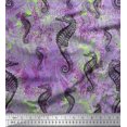 thumbnail image 1 of Soimoi Viscose Chiffon Fabric Texture & Sea Horse Ocean Printed Fabric 1 Yard 42 Inch Wide, 1 of 3