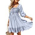 thumbnail image 1 of Gspmoly Robe pour Femme, Robe à Encolure Carrée pour Femme, Mode Décontractée, Tempérament, Cordon de Serrage, Dos Ajouré Ouvert, à Lacets, Manches 3/4, Coupe Ajustée, Robe Aguichant, Robes Habillées pour Femme jusqu'à 60 % de Rabais, 1 of 6