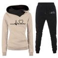 thumbnail image 1 of Ensemble de Mode Décontractée pour Femmes Chandail à Capuche Imprimé Amour Couleur Unie Pantalon, 1 of 4