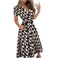 thumbnail image 1 of Fridja Womens Casual en Vrac Bandage à Manches Courtes V-Cou Robe de Cheville, 1 of 5