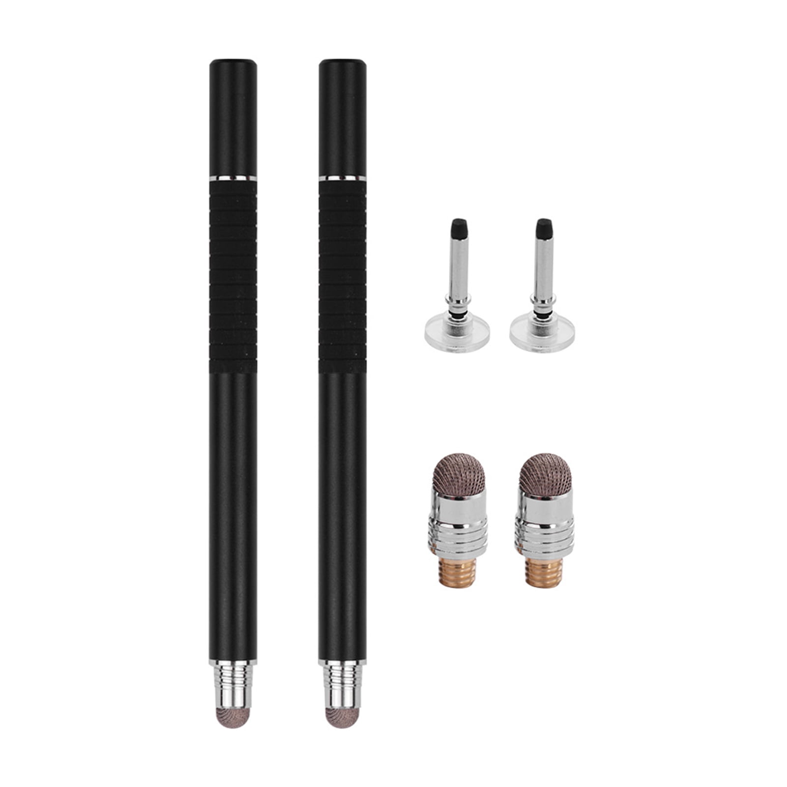 2-in-1 Precision Stylus with Conductive Tip and Disc Tip, Universal Touchscreen Pen for All Capacitive Touchscreens, Phones, and Tablets, 2-Pack, Black
