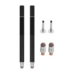 2-in-1 Precision Stylus with Conductive Tip and Disc Tip, Universal Touchscreen Pen for All Capacitive Touchscreens, Phones, and Tablets, 2-Pack, Black