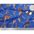 thumbnail image 2 of Soimoi Blue Rayon Fabric Kangaroo & Giraffe Animal Decor Fabric Printed Yard 42 Inch Wide, 2 of 3