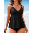 thumbnail image 4 of Charmo Retro Tankini Swimsuit for Womens Double Straps Swimwear Two Piece Bath Suit, 4 of 6