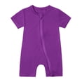 thumbnail image 1 of MIASHUI Baby Short Sleeve Rompers Girls Boys Zipper Jumpsuit Pajamas,Dark Purple,18-24 Months, 1 of 2