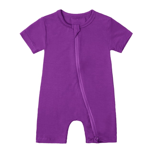 MIASHUI Baby Short Sleeve Rompers Girls Boys Zipper Jumpsuit Pajamas,Dark Purple,18-24 Months