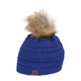 thumbnail image 1 of Gravity Threads Tuque à Pompons en Tricot Torsadé en Fausse Fourrure, Royal, 1 of 2