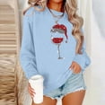 thumbnail image 2 of Amzcrzy Chandail de Noël pour Femmes Mode Manches Longues Col Rond T-Shirt Impression Verre de Vin Rouge Ample Grande Taille Chandail à Enfiler Hauts, 2 of 4