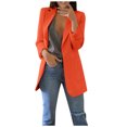 thumbnail image 2 of Meichang Womens Casual Blazers Jackets Solid Color Long Sleeve Open Front Work Office Blazers Slim Fit Lapel Jackets with Pockets Cardigans Plus Size Orange L, 2 of 5