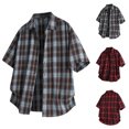 thumbnail image 1 of Chemise Décontractée pour Homme à Boutons, Coton Polyester, Manches Courtes, Style Rétro Cubain, Chemise de Villégiature, Été, Plage, Vacances, Protection Solaire, Mode Urbaine, JASKFLY, Rouge G, 1 of 5