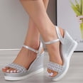 thumbnail image 5 of RKSTN Sandales pour Femmes Bout Ouvert Chaussures Décontractées Strass Confortables Plateforme Compensée Sandales Chaussures Souples Confortables, 5 of 5
